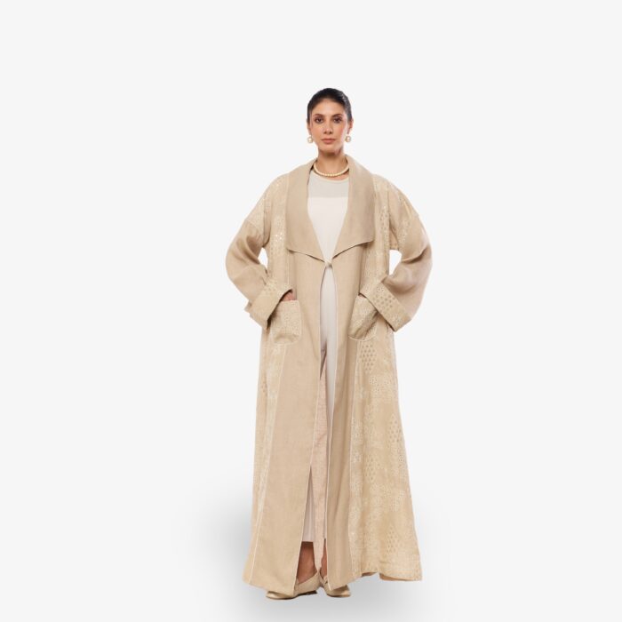 Sandstone Ease Embroidered Lino Milano Abaya