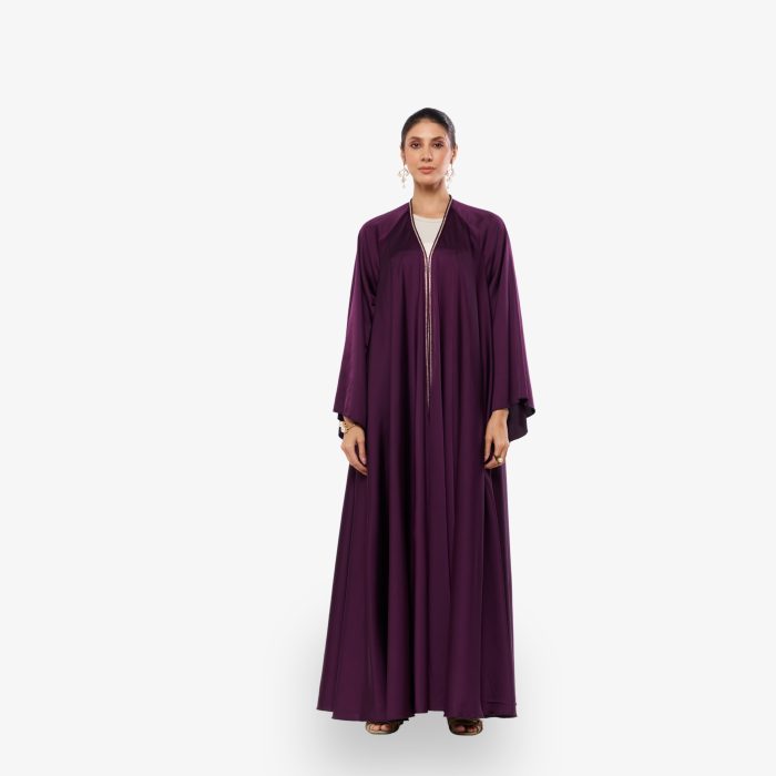 Amethyst Flow Swarovski-Trimmed Milano Satin Abaya