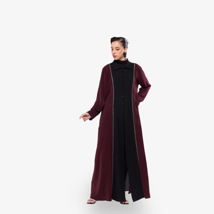 Bordeaux Noir Dual-Tone Crepe Abaya