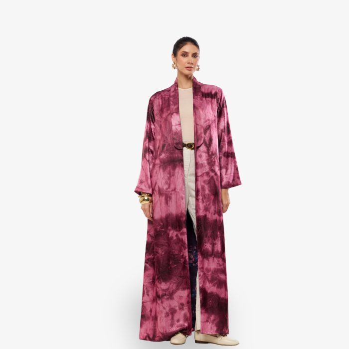 Rosé Drift Double-Faced Ombré Milano Satin Abaya